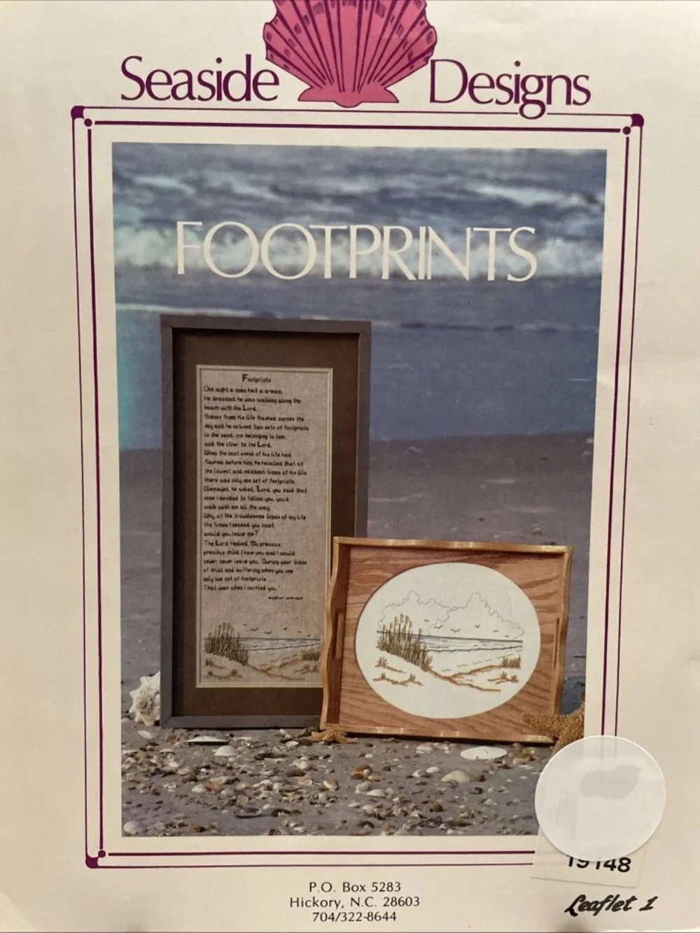 Seaside Designs Footprints in the Sand Cross Stitch Pattern Leaflet 1982 - EUC